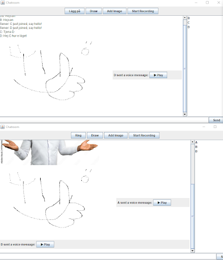 Screenshot of the chat room with two users