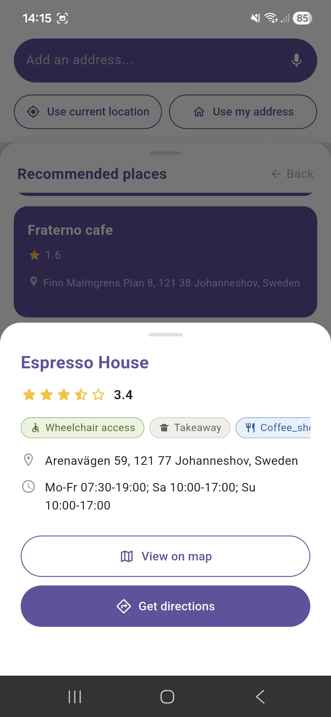 Additional information about a suggestion fetched from Google Maps